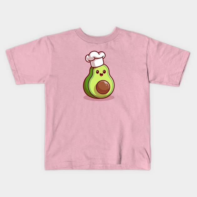 Cute Avocado Chef Cartoon Kids T-Shirt by Catalyst Labs